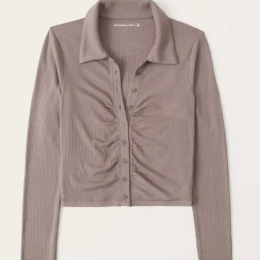 Abercrombie Ruched polo button up top M